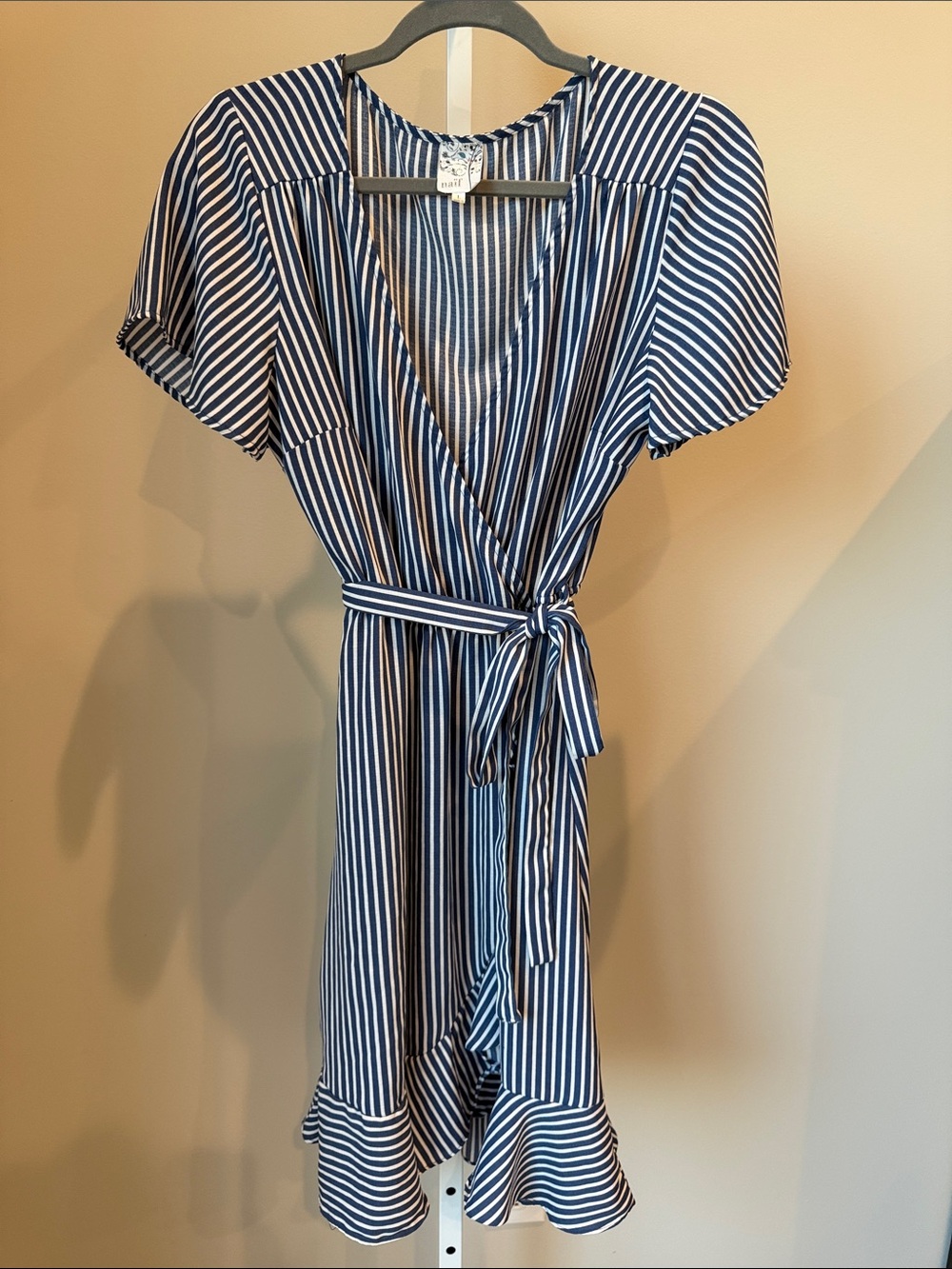 NAIF Striped Wrap Dress with Belt